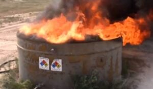 Oil tank fire vs tank fire suppression