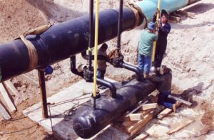 Ungerground Innopipe installation in progress. Innopipe can also be installed above ground.