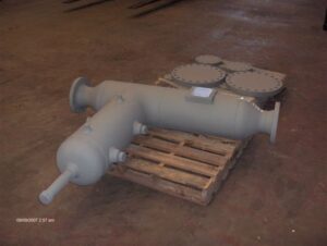 A 4 x 6 -285 Innopipe separator. Innopipe separators use patented flow communicating chambers with liquids retained in stabilized reservoir.
